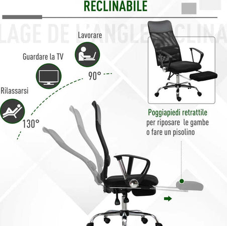 Poltrona-da-Ufficio-Ergonomica,-Altezza-Regolabile,-Reclinabile,-Poggiapiedi-Estraibile,-Supporto-Lombare,-Nero-GH4921-316GH4