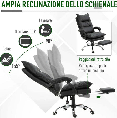 Poltrona-da-Ufficio-in-Finta-Pelle-Nera,-Sedia-Direzionale-Altezza-Regolabile-con-Schiena-Alta-Reclinabile-155°-e-Poggiapiedi-PO7921-335BKPO7