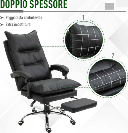 Poltrona-da-Ufficio-in-Finta-Pelle-Nera,-Sedia-Direzionale-Altezza-Regolabile-con-Schiena-Alta-Reclinabile-155°-e-Poggiapiedi-PO7921-335BKPO7
