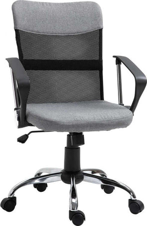 Poltrona-da-Ufficio-in-Tessuto-Grigio,-Sedia-Girevole-ed-Ergonomica-per-Scrivania,-60-x-66-x-91-101cm-RF9921-379GYRF9