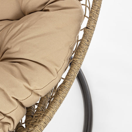 Poltrona a dondolo sospesa "Amirantes" per giardino e veranda in rattan con cuscino
