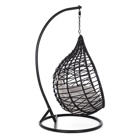Poltrona a dondolo sospesa "Torres" per giardino e veranda in rattan con cuscino