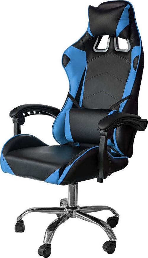 Poltrona Gaming reclinabile da ufficio con supporto lombare e poggiatesta Blu Casa e cucina/Arredamento/Studio/Sedie e Sgabelli/Sedie da scrivania Decor Space - Altamura, Commerciovirtuoso.it