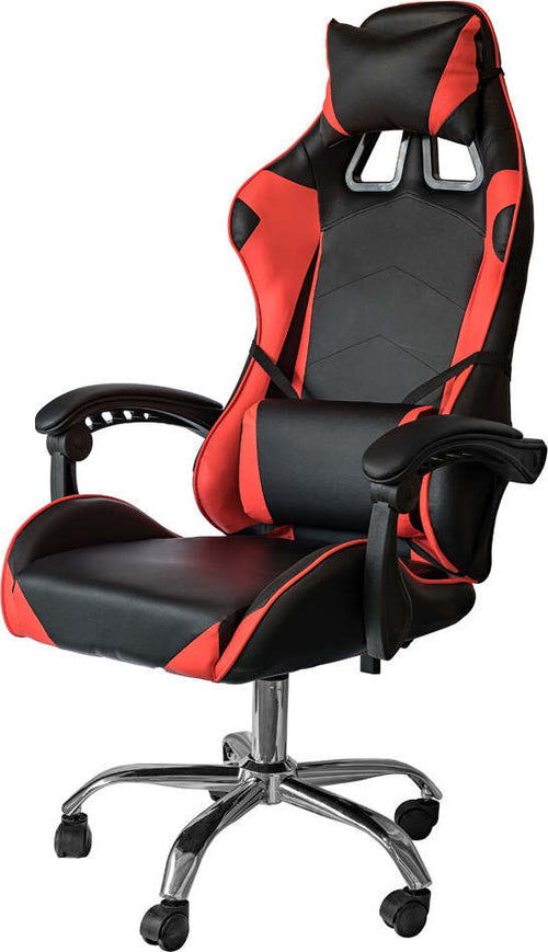 Poltrona Gaming reclinabile da ufficio con supporto lombare e poggiatesta Rosso Casa e cucina/Arredamento/Studio/Sedie e Sgabelli/Sedie da scrivania Decor Space - Altamura, Commerciovirtuoso.it