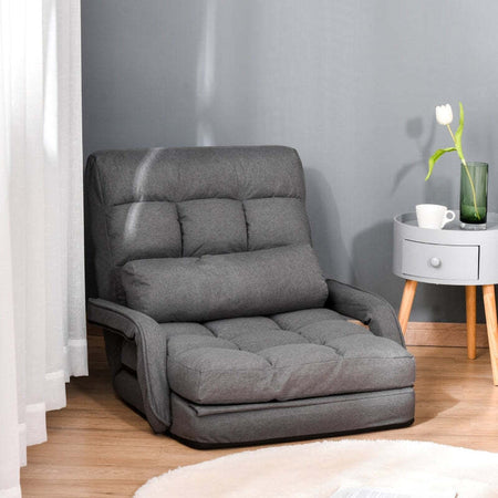 poltrona-Letto-a-sedia-materasso-brandina-Lettino-Singolo-con-Cuscino-e-Schienale-Reclinabile-su-5-Livelli,-62x78x70-cm,-Grigio-F839-110A