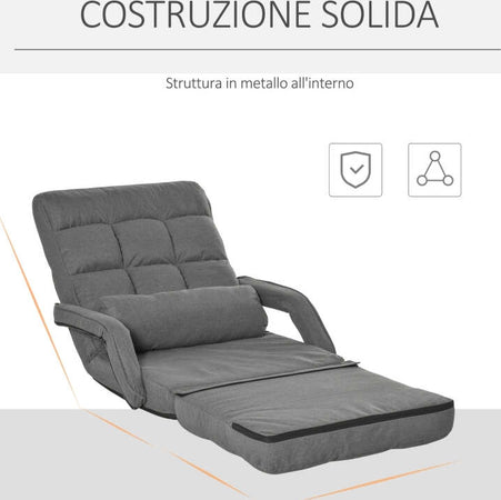 poltrona-Letto-a-sedia-materasso-brandina-Lettino-Singolo-con-Cuscino-e-Schienale-Reclinabile-su-5-Livelli,-62x78x70-cm,-Grigio-F839-110A
