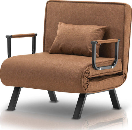 Poltrona-Letto-Reclinabile-Chaise-Lounge-e-Seduta-Imbottita-Convertibile-Marrone