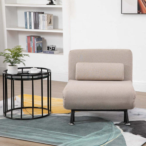 Poltrona-Letto-Singolo-con-Materasso-e-Cuscino-Imbottito,--casa-ufficio-studio--,-Telaio-in-Metallo-e-Schienale-Regolabile-90-180°,-Beige-divanetto-ospiti-F833-066BGA