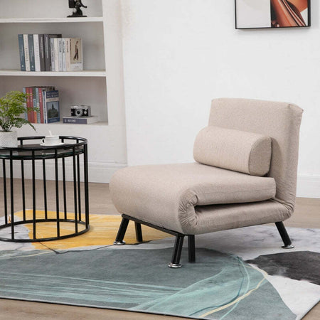 Poltrona-Letto-Singolo-con-Materasso-e-Cuscino-Imbottito,--casa-ufficio-studio--,-Telaio-in-Metallo-e-Schienale-Regolabile-90-180°,-Beige-divanetto-ospiti-F833-066BGA