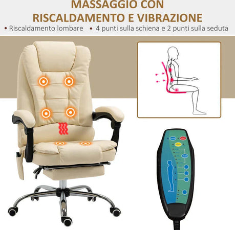 Poltrona-Massaggiante-Ergonomica-ad-Altezza-Regolabile-con-6-Punti-Vibranti,-65x160x104-cm,-Crema-XC6921-318V92CWXC6