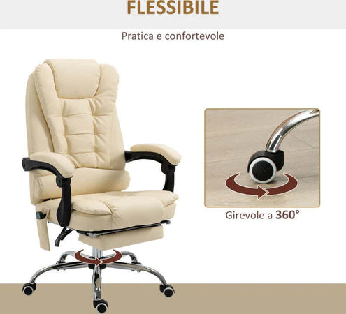 Poltrona-Massaggiante-Ergonomica-ad-Altezza-Regolabile-con-6-Punti-Vibranti,-65x160x104-cm,-Crema-XC6921-318V92CWXC6