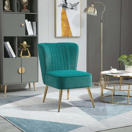 Poltrona-Moderna-in-Stile-Scandinavo-Imbottita-e-Rivestita-in-Tessuto-Vellutato,-56x65.5x82.5cm---Verde-poltroncina-sedia-salotto-soggiorno-cucina-camera-ufficio-studio-F839-317GNA
