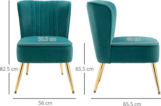 Poltrona-Moderna-in-Stile-Scandinavo-Imbottita-e-Rivestita-in-Tessuto-Vellutato,-56x65.5x82.5cm---Verde-poltroncina-sedia-salotto-soggiorno-cucina-camera-ufficio-studio-F839-317GNA