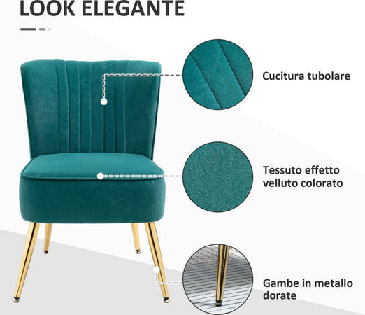 Poltrona-Moderna-in-Stile-Scandinavo-Imbottita-e-Rivestita-in-Tessuto-Vellutato,-56x65.5x82.5cm---Verde-poltroncina-sedia-salotto-soggiorno-cucina-camera-ufficio-studio-F839-317GNA