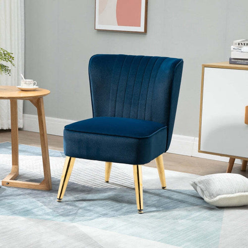 Poltrona-Moderna-in-Stile-Scandinavo-per-Soggiorno-,-Poltroncina-Imbottita-e-Rivestita-in-Tessuto-Vellutato-,-56x65.5x82.5cm,-Blu-sedia-salotto-cucina-camera-ufficio-studio-F839-317BUA