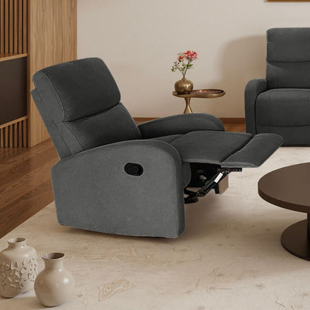 Poltrona Potter recliner manuale in tessuto Mia 103-27 grigio scuro