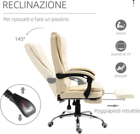 Poltrona-Presidenziale-in-Similpelle-Bianca-con-Schienale-Reclinabile-145°-e-Poggiapiedi,-64.5x69x109-117-cm-PS2921-083V01CWPS2