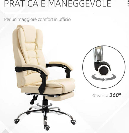 Poltrona-Presidenziale-in-Similpelle-Bianca-con-Schienale-Reclinabile-145°-e-Poggiapiedi,-64.5x69x109-117-cm-PS2921-083V01CWPS2