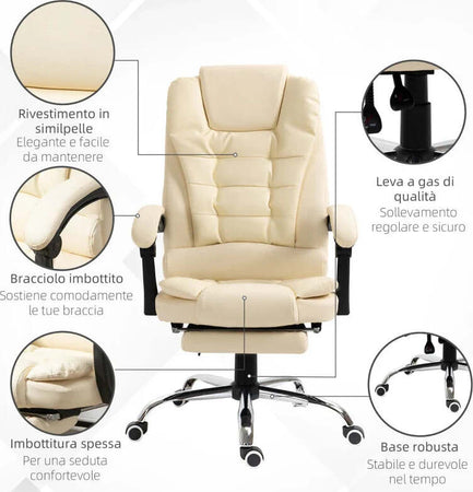 Poltrona-Presidenziale-in-Similpelle-Bianca-con-Schienale-Reclinabile-145°-e-Poggiapiedi,-64.5x69x109-117-cm-PS2921-083V01CWPS2