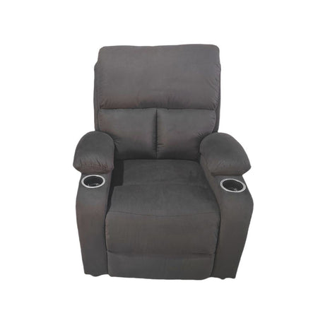 Poltrona recliner manuale Ninetta con portabicchieri in microfibra nero