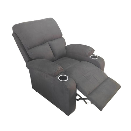Poltrona recliner manuale Ninetta con portabicchieri in microfibra nero