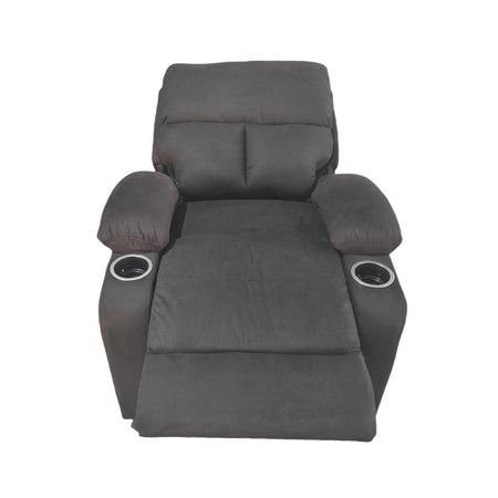Poltrona recliner manuale Ninetta con portabicchieri in microfibra nero