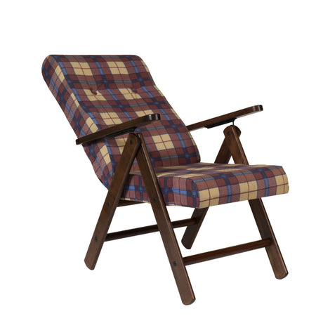 Poltrona regolabile Roma tessuto a scacchi bordeaux