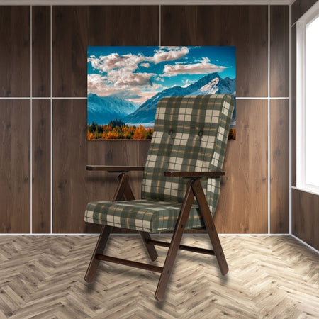 Poltrona regolabile Roma tessuto a scacchi verde