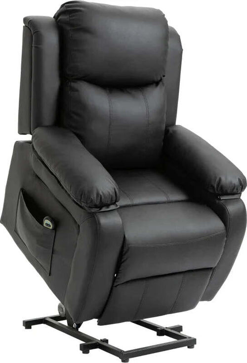 Poltrona-Relax-Elettrica-e-Alzapersona-Reclinabile-fino-160°-con-Telecomando,-in-Similpelle---Nero-WE4713-092V90BKWE4