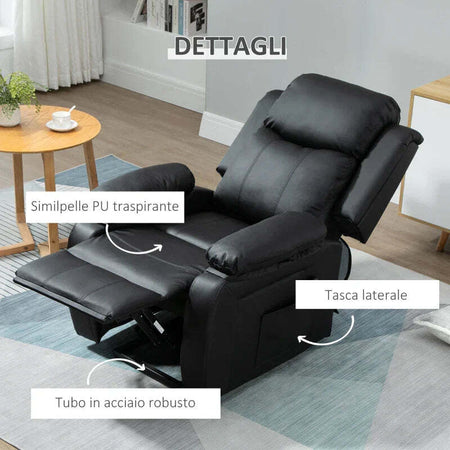 Poltrona-Relax-Elettrica-e-Alzapersona-Reclinabile-fino-160°-con-Telecomando,-in-Similpelle---Nero-WE4713-092V90BKWE4