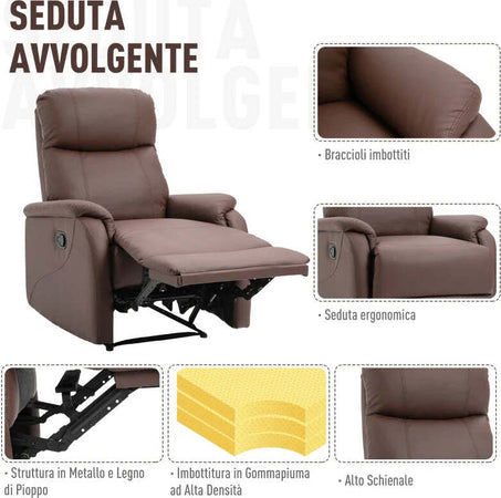 Poltrona-Relax-Manuale-con-Schienale-Reclinabile-145°-e-Poggiapiedi-in-Pelle-PU-Marrone,-76x91x106cm-YT6833-840YT6