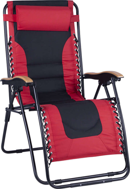 Poltrona-Sdraio-Relax-Reclinabile-Gravità-Zero-Con-Cuscino-Imbottito-Rosso/Nero