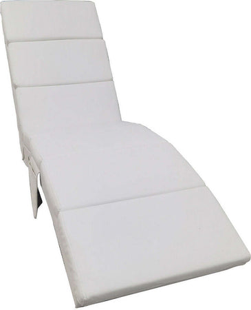 Poltrona-Sedia-a-Sdraio-Ecopelle-con-Tasca-Laterale-e-Imbottitura-Morbida-Bianco