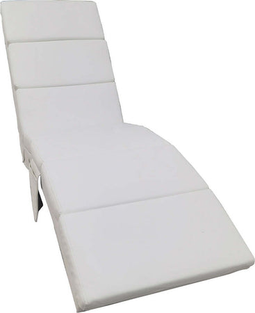 Poltrona-Sedia-a-Sdraio-Ecopelle-con-Tasca-Laterale-e-Imbottitura-Morbida-Bianco