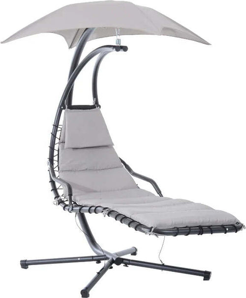 Poltrona-Sospesa-da-Giardino-con-Tettuccio-Orientabile-a-Protezione-UV,-Sedia-a-Dondolo-Sospesa-Imbottito-per-Esterno,-Grigio-190x115x190-cm--84A-042GY