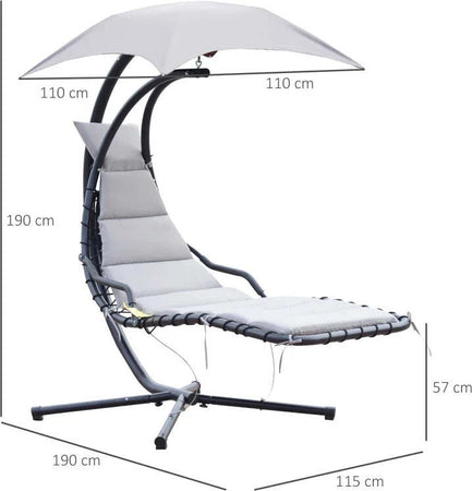 Poltrona-Sospesa-da-Giardino-con-Tettuccio-Orientabile-a-Protezione-UV,-Sedia-a-Dondolo-Sospesa-Imbottito-per-Esterno,-Grigio-190x115x190-cm--84A-042GY
