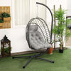 Poltrona-Sospesa-in-Rattan-PE-con-Cuscino,-Seduta-Pieghevole-e-Struttura-in-Acciaio,-Grigio-867-157V00CG
