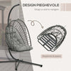 Poltrona-Sospesa-in-Rattan-PE-con-Cuscino,-Seduta-Pieghevole-e-Struttura-in-Acciaio,-Grigio-867-157V00CG