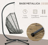 Poltrona-Sospesa-in-Rattan-PE-con-Cuscino,-Seduta-Pieghevole-e-Struttura-in-Acciaio,-Grigio-867-157V00CG