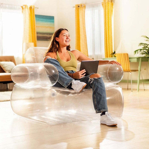 Poltrona Trasparente Pvc Gonfiabile Con Schienale 109x79x107cm Relax Casa 66502 Giochi e giocattoli/Sport e giochi all'aperto/Giochi aquatici e piscine per bambini/Canotti e gonfiabili galleggianti Trade Shop italia - Napoli, Commerciovirtuoso.it
