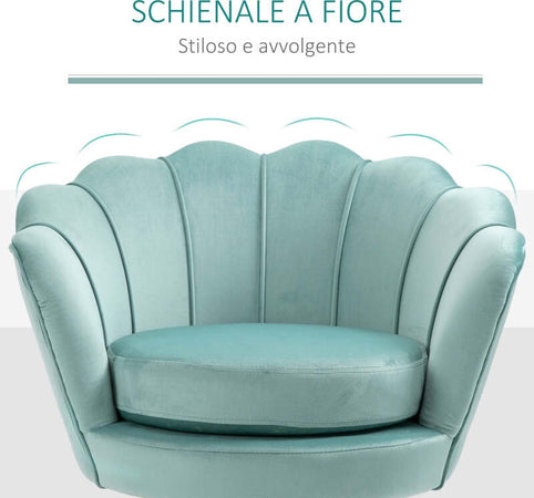 Poltrona-Vintage-di-Design-in-Velluto-Verde,-Poltroncina-da-Camera-con-Schienale-Alto-76x67x74cm-sedia-salotto-soggiorno-ufficio-studio-F839-012A