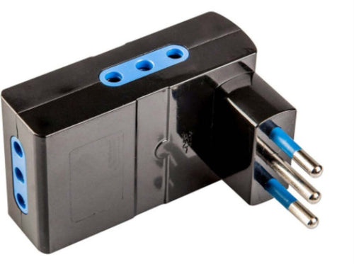 POLYPOOL-SECUR---ADATTATORE-SALVASPAZIO-SPINA-CON-3-PRESE-10A-2P+T-250V---COLORE-NERA