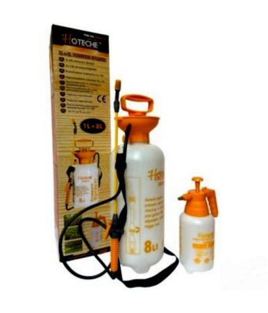 Pompa Irroratrice A Pressione 8 Litri + Spruzzino Vaporizzatore Manuale 1 Litro