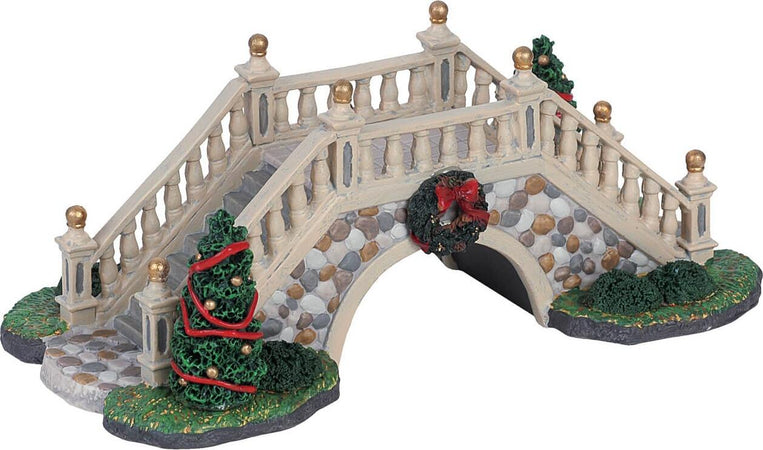 Ponte passerella con alberi di Natale decorati e ghirlande in porcellana per villaggio natalizio Casa e cucina/Decorazioni per interni/Addobbi e decorazioni per ricorrenze/Decorazioni natalizie/Oggettistica MagiediNatale.it - Altamura, Commerciovirtuoso.it