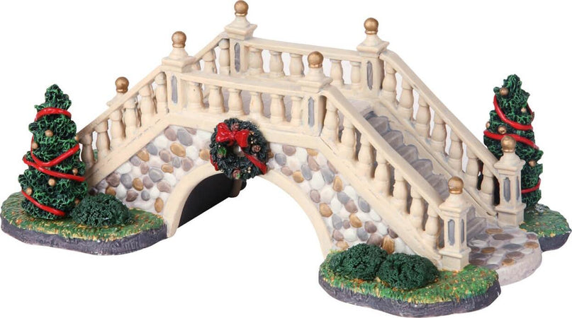 Ponte passerella con alberi di Natale decorati e ghirlande in porcellana per villaggio natalizio Casa e cucina/Decorazioni per interni/Addobbi e decorazioni per ricorrenze/Decorazioni natalizie/Oggettistica MagiediNatale.it - Altamura, Commerciovirtuoso.it