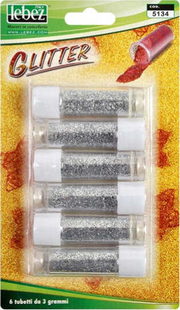 Porporina glitter - 2gr - argento - Lebez - conf. 6 tubi Casa e cucina/Hobby creativi/Materiali per hobby creativi/Glitter Eurocartuccia - Pavullo, Commerciovirtuoso.it