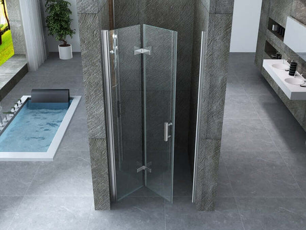 Porta A Libro Per Doccia A Nicchia 8mm Trasparente H195 - Cancer