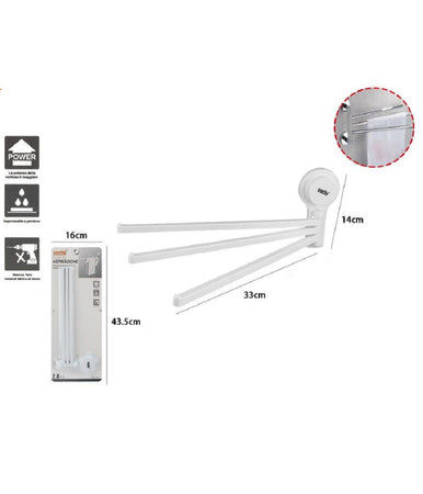 Porta Asciugamani Asciugamano A Parete 3 Bracci Con Attacco A Ventosa Per Bagno