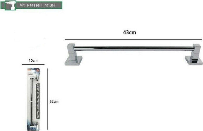 Porta Asciugamani Asciugamano Acciaio Bagno Fissaggio Parete 40 Cm Square 59190 Casa, arredamento e bricolage > Accessori Bagno > Set da Bagno Trade Shop italia - Napoli, Commerciovirtuoso.it
