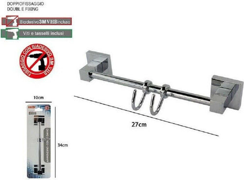 Porta Asciugamani Con 2 Ganci Appendini Fissaggio A Parete Bagno Square 59194 Casa, arredamento e bricolage > Accessori Bagno > Set da Bagno Trade Shop italia - Napoli, Commerciovirtuoso.it